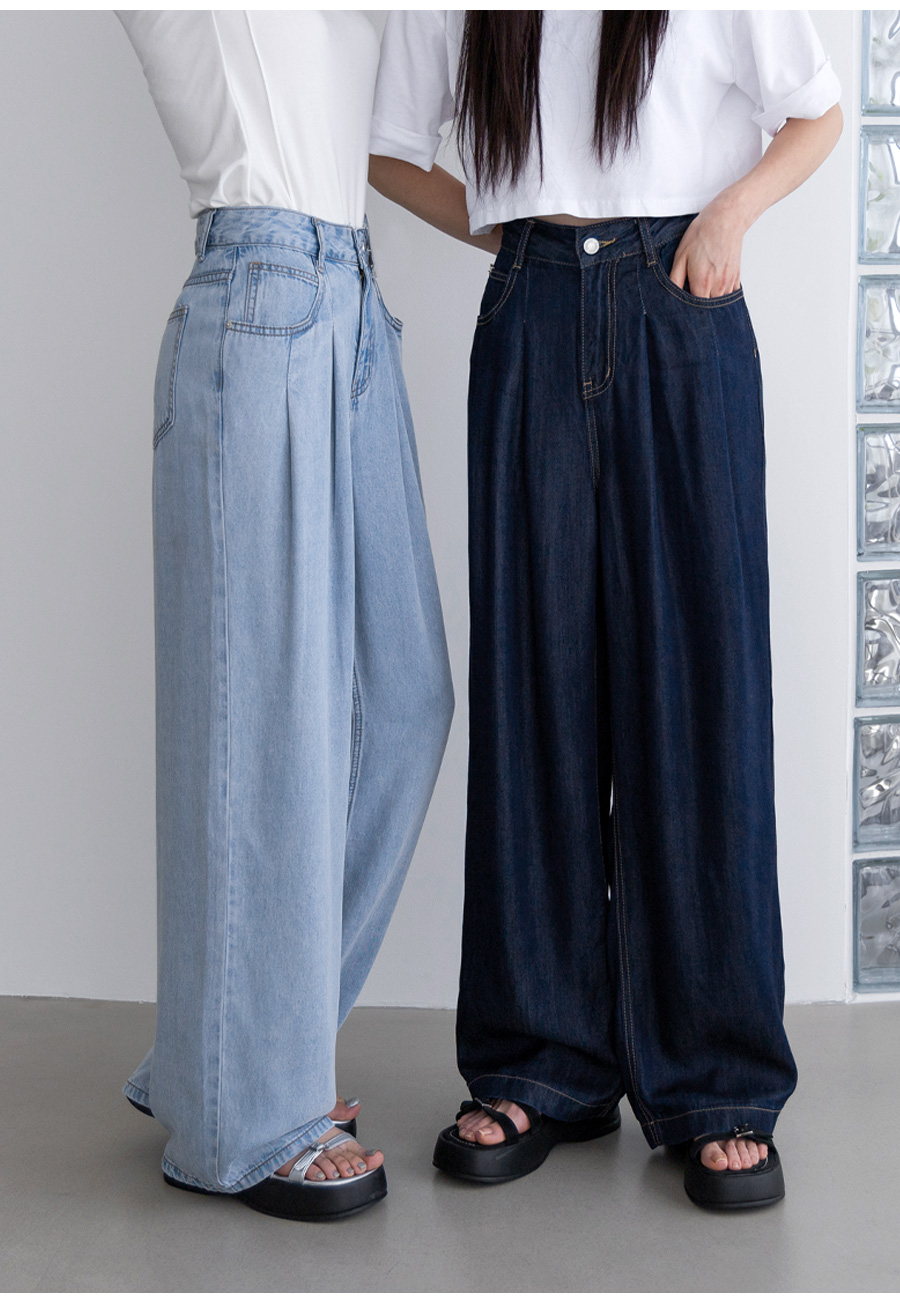 2TYPEテンセル混ワンタックワイドデニムパンツ | レディース