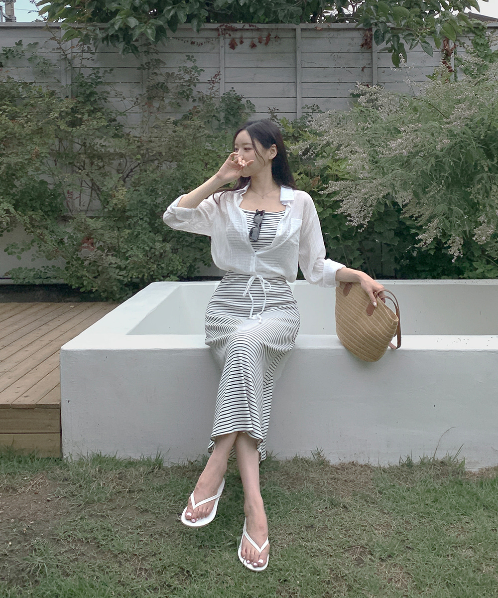 ボーダーキャミソールフレアワンピース | レディースファッション通販