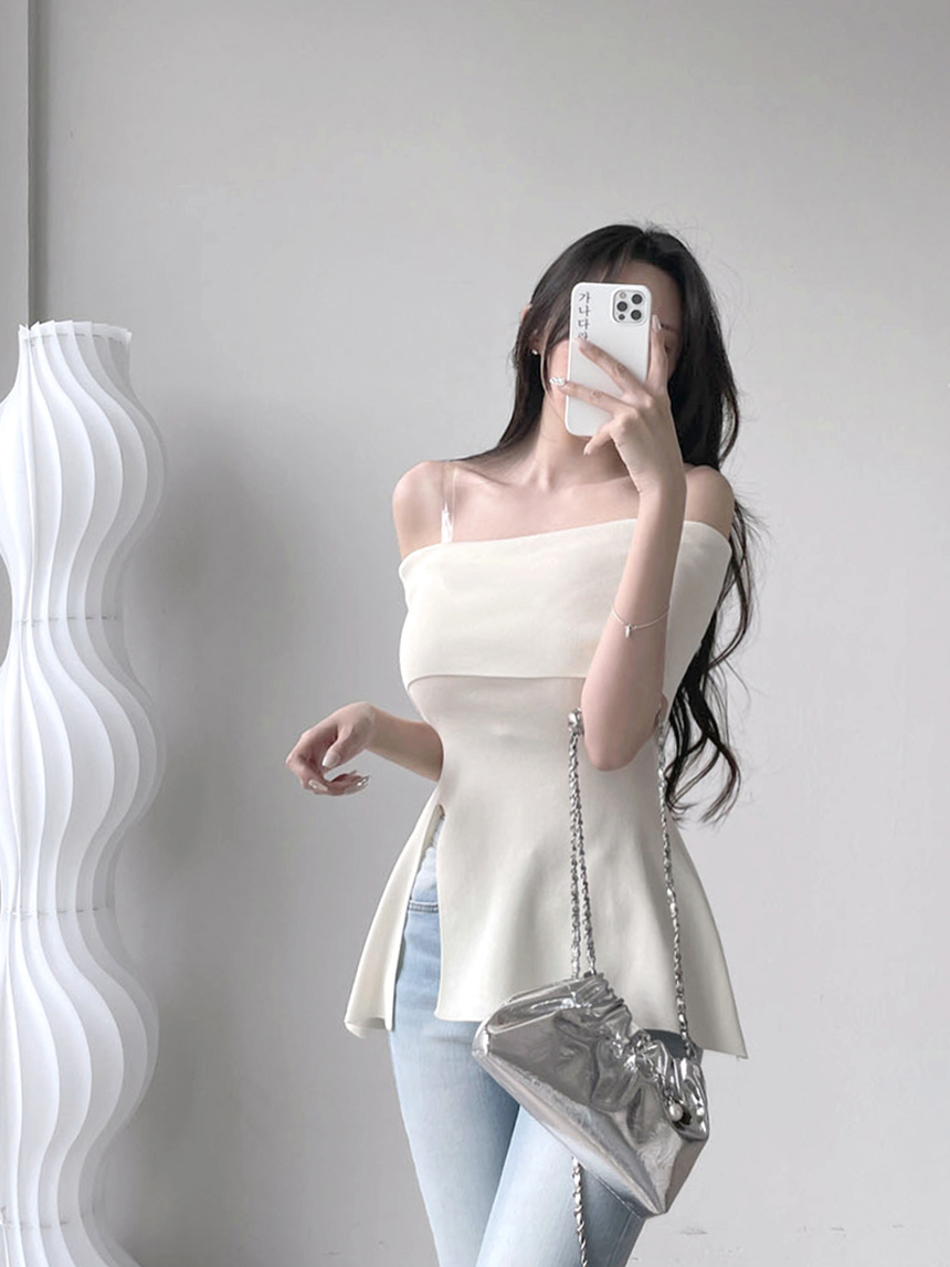 美品☆ショルダースリットペプラムニット ロールオフショルスリットペプラムニット | レディース