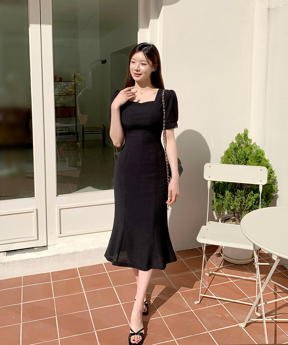 パフスリーブ半袖バックリボンワンピース | レディースファッション