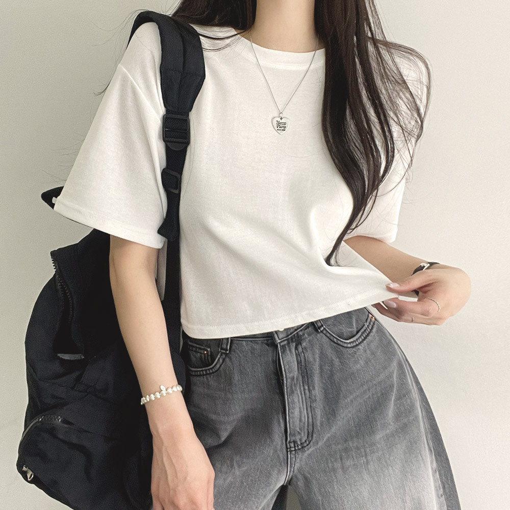 ソフトクロップド半袖Tシャツ | レディースファッション通販 - DHOLIC