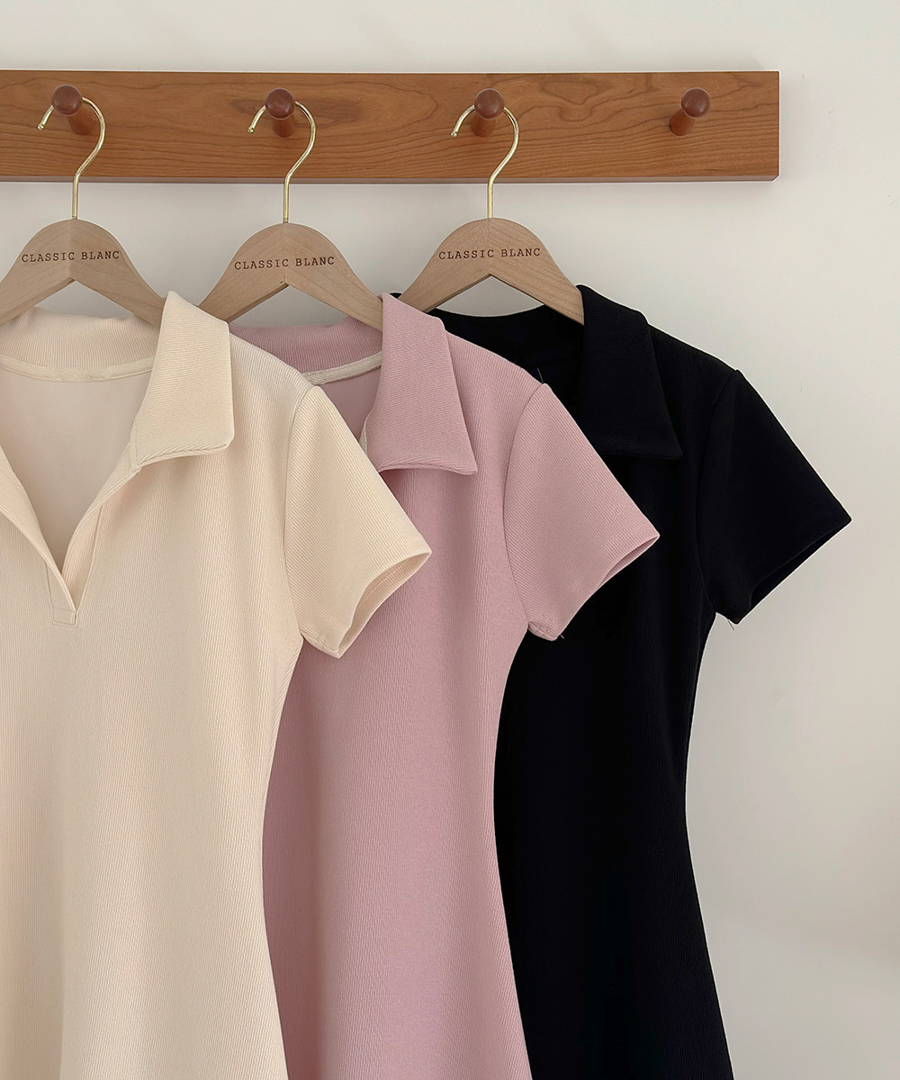 スキッパー半袖ミニフレアワンピース | レディースファッション