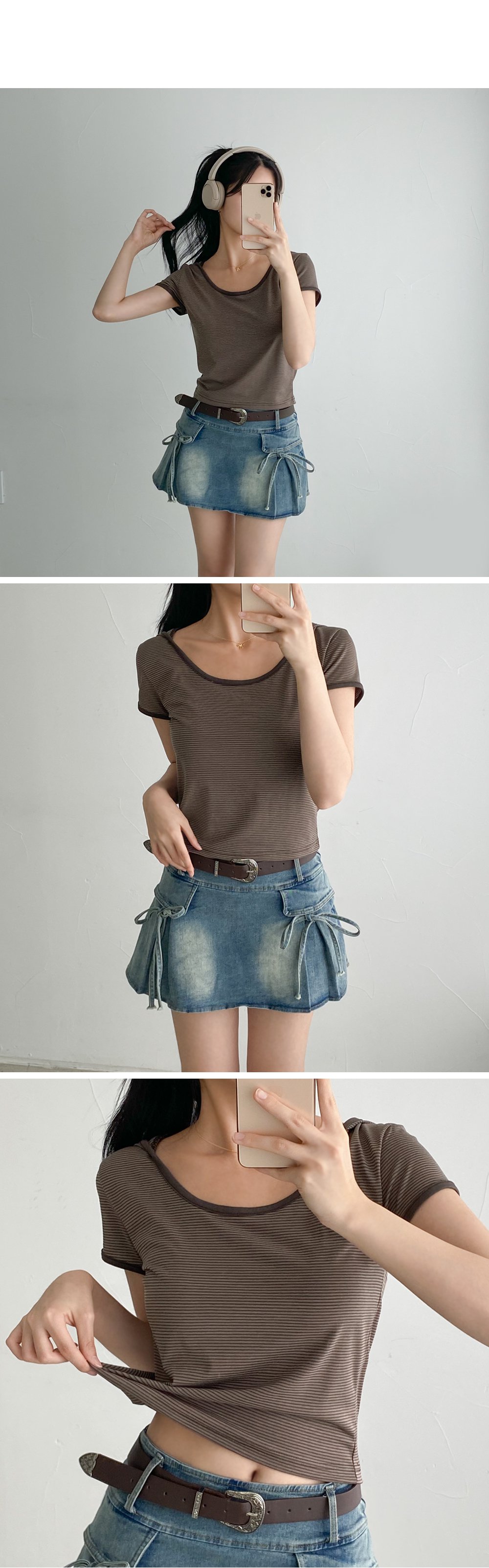 ローライズサイドリボンデニムスカートパンツ | レディース