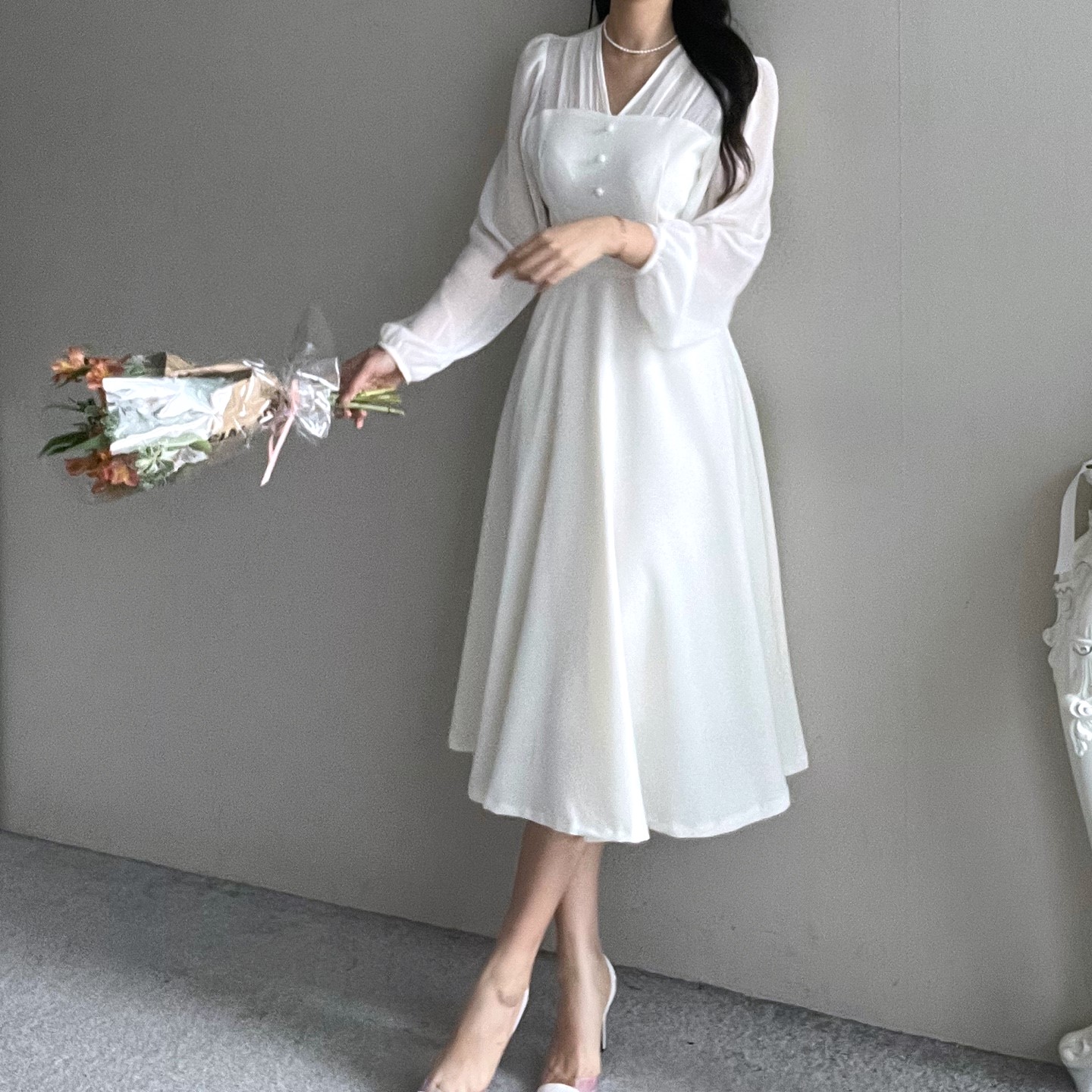 ☆韓国の人気☆【CEST】☆シースルーVネック ワンピー.ス☆ シースルー長袖 Vネック胸元開き ショートタイトワンピース 黒