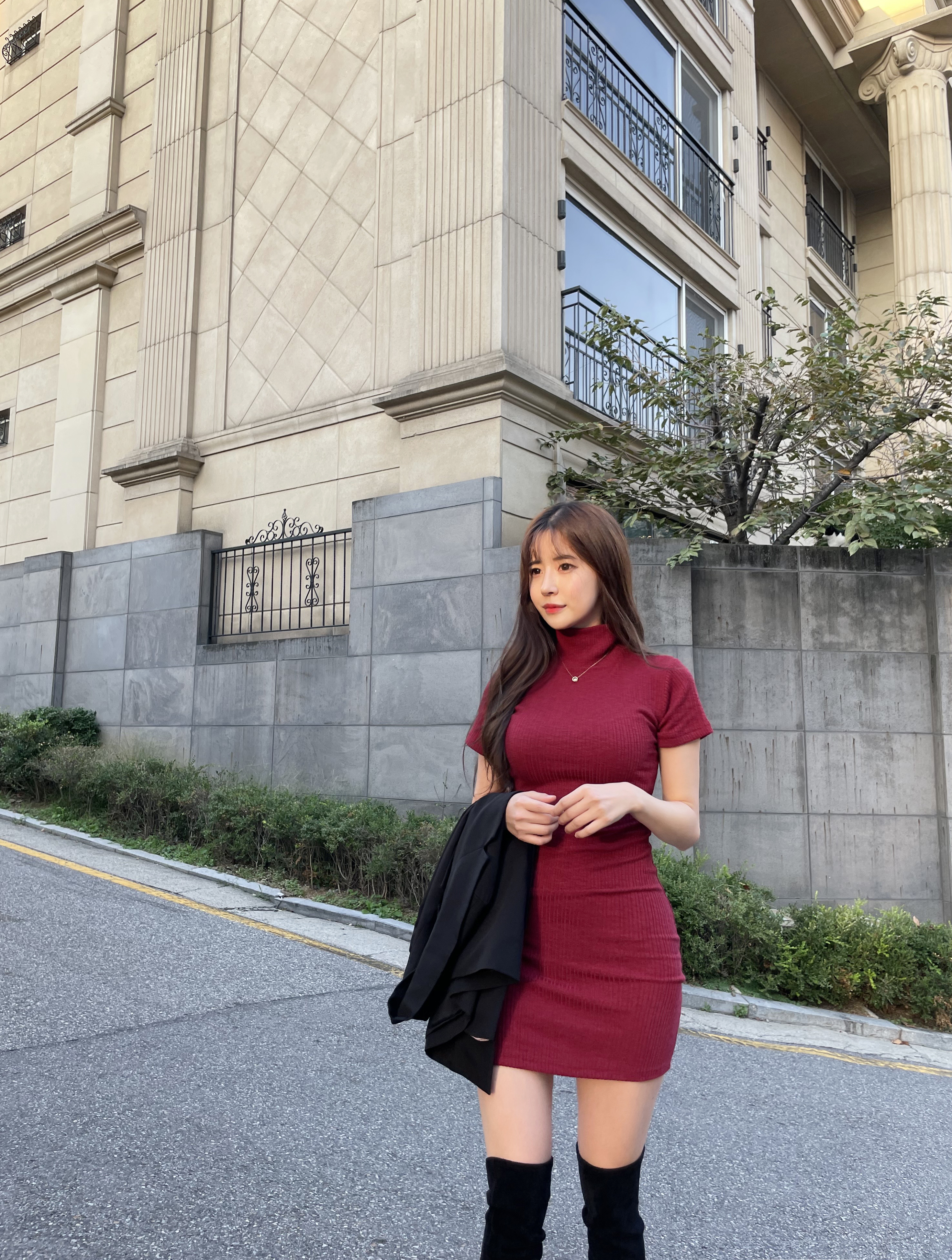 d.i.a 肩出しハイネックニットミニワンピ 肩見せ♡ワンショルダー ハイネックセクシーニット トップス