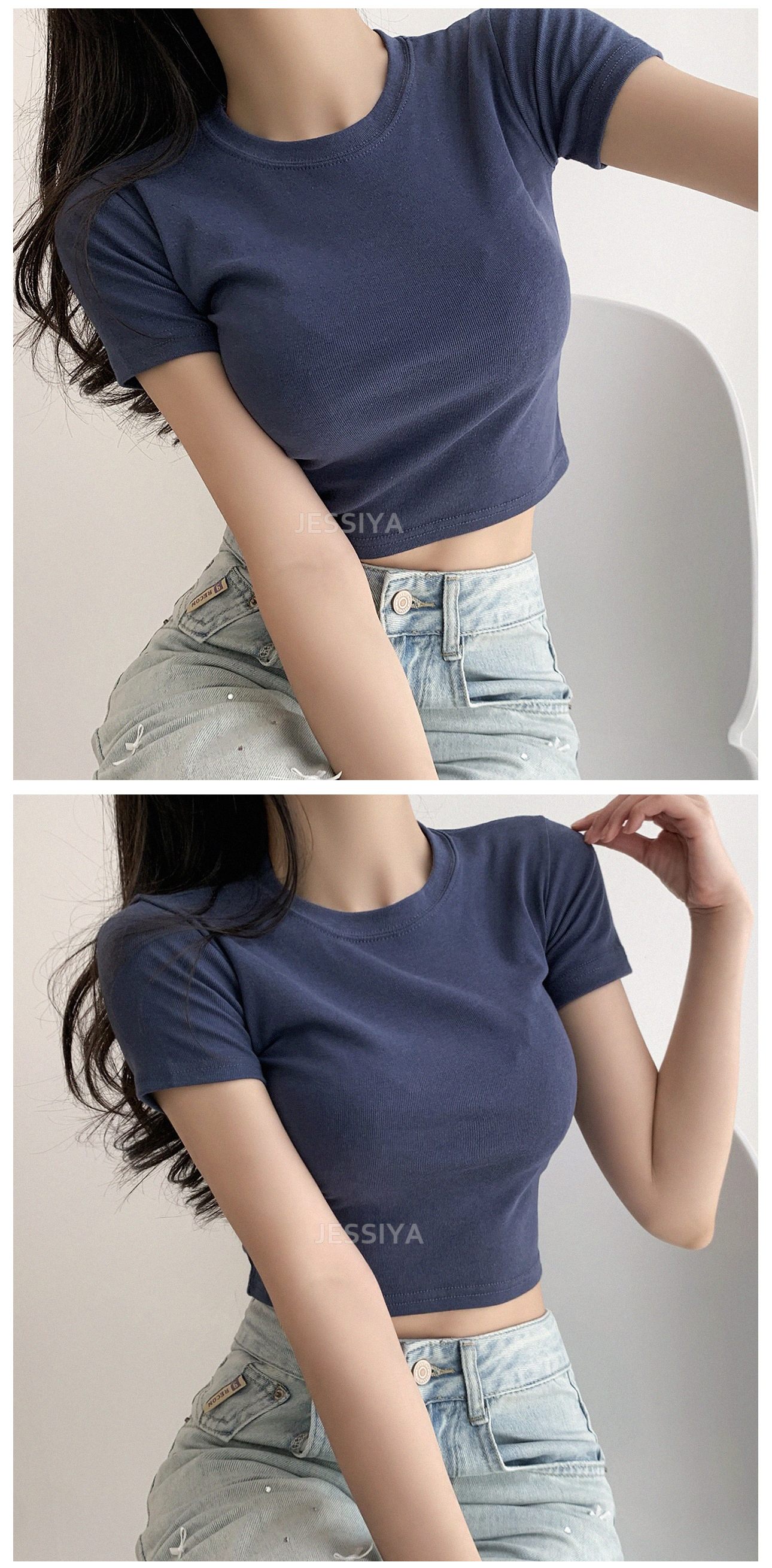スリムクロップド半袖Tシャツ | レディースファッション通販