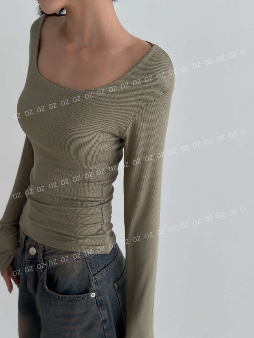 国内発送 DANIELE FIESOLI リネン混 Uネック長袖Tシャツ T-shirts