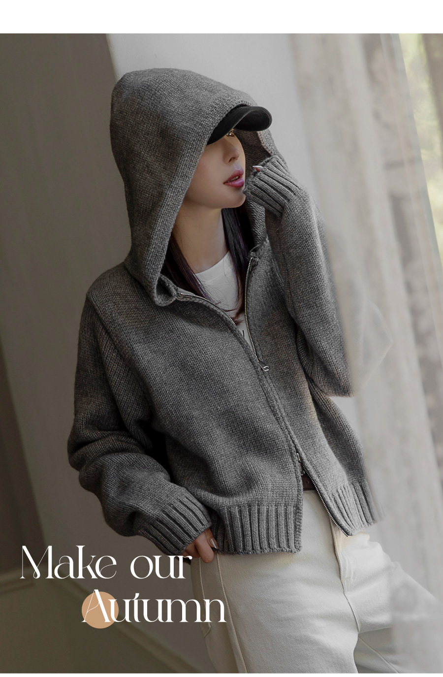 CHAMULA フード付きニット　グレー系 新品タグ付き　Lサイズ CHAMULA フード付きニット グレー系 新品タグ付き Lサイズ