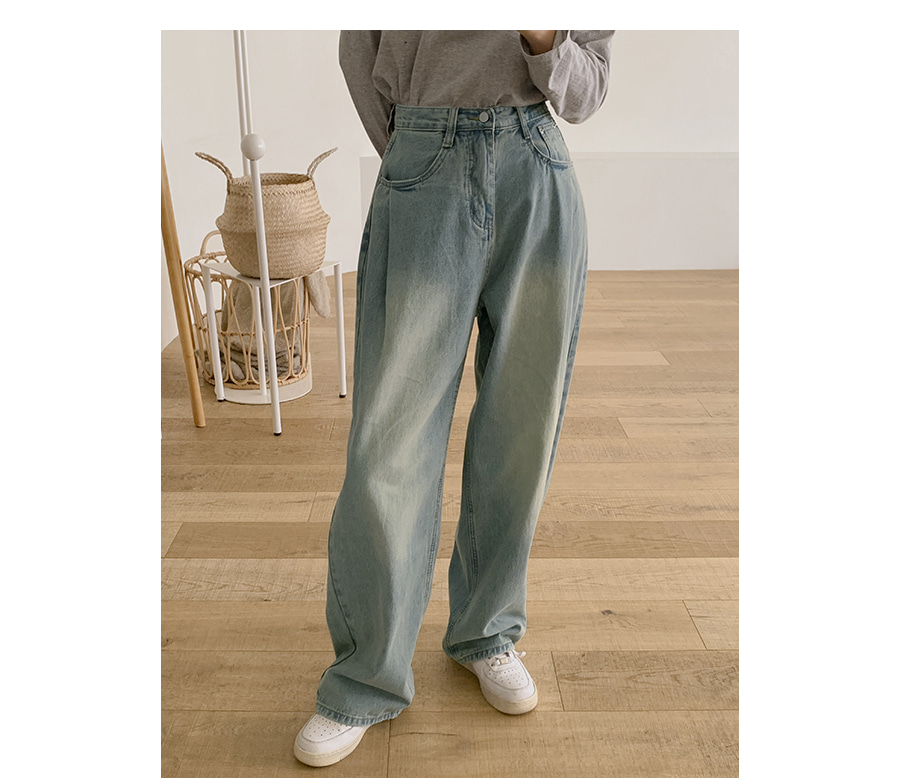 2TYPEワンタックウォッシングワイドデニムパンツ | レディース