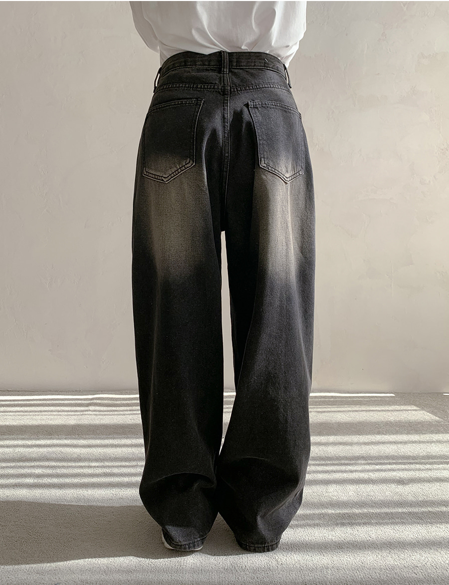 tumugu ツムグ　バルーンデニム ブラック　ワイド　F ワンフォークロージング 1111clothing デニム ワイドパンツ
