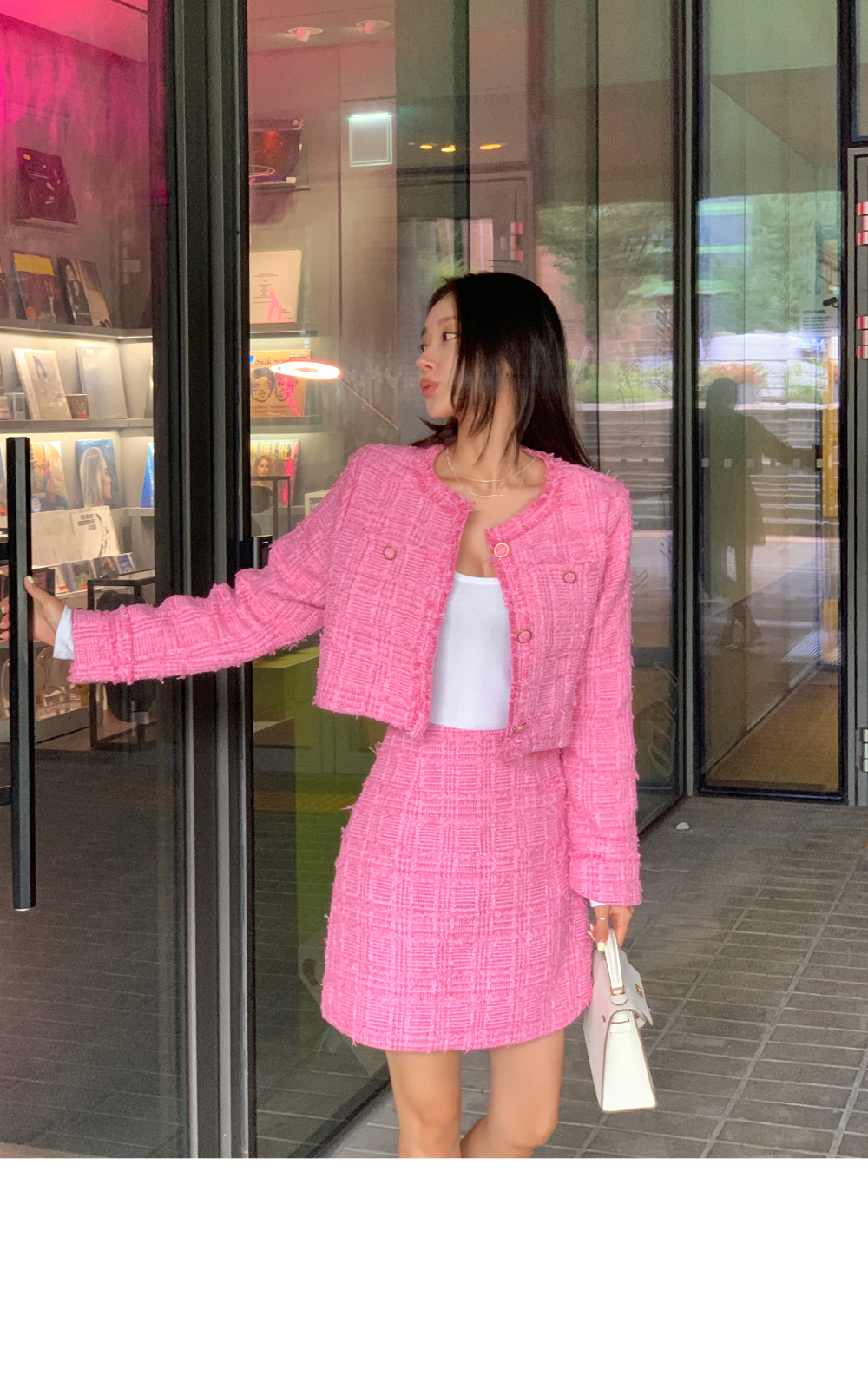 フリンジノーカラーツイードジャケット&スカートSET | レディース