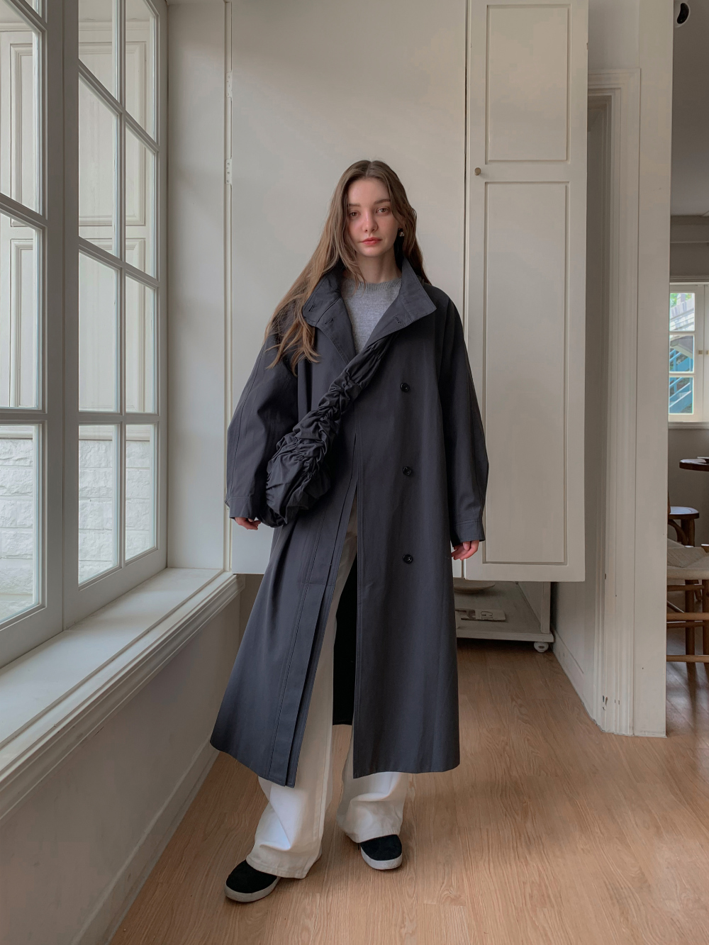 大人気❤️ロングコート　冬用　エレガント　高級感　ベルト付き ノーワンノーズ No one knows ベルト付きテーラード コート