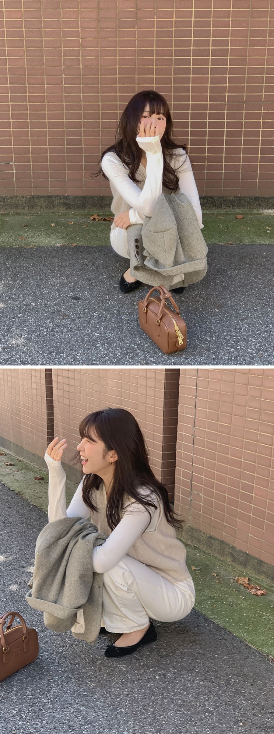 SEEBY Chloe綿ニットベスト　カーキ色黒ボタン Vネックボタンニットベスト | レディースファッション通販 - DHOLIC
