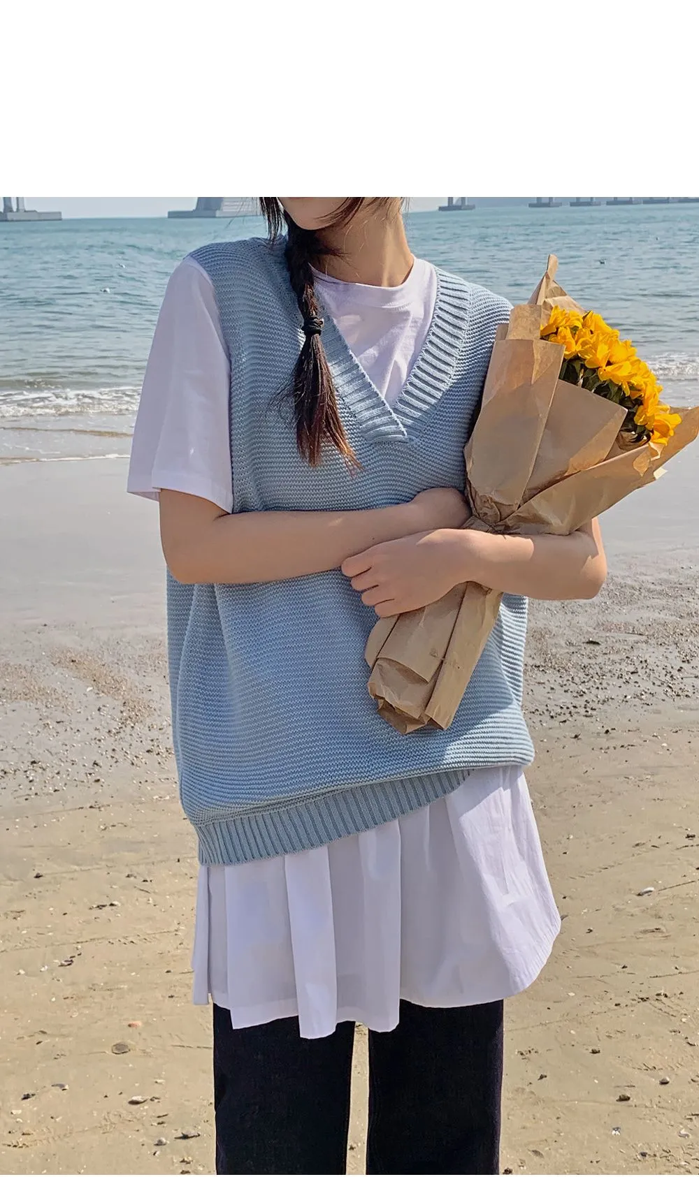 달콤양두 V넥루즈핏 니트조끼
