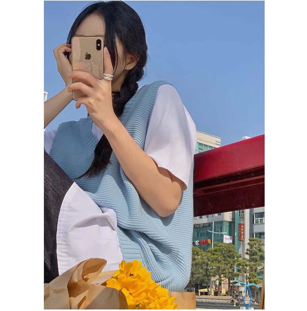 달콤양두 V넥루즈핏 니트조끼