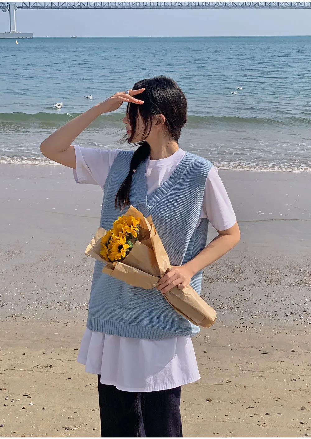 달콤양두 V넥루즈핏 니트조끼