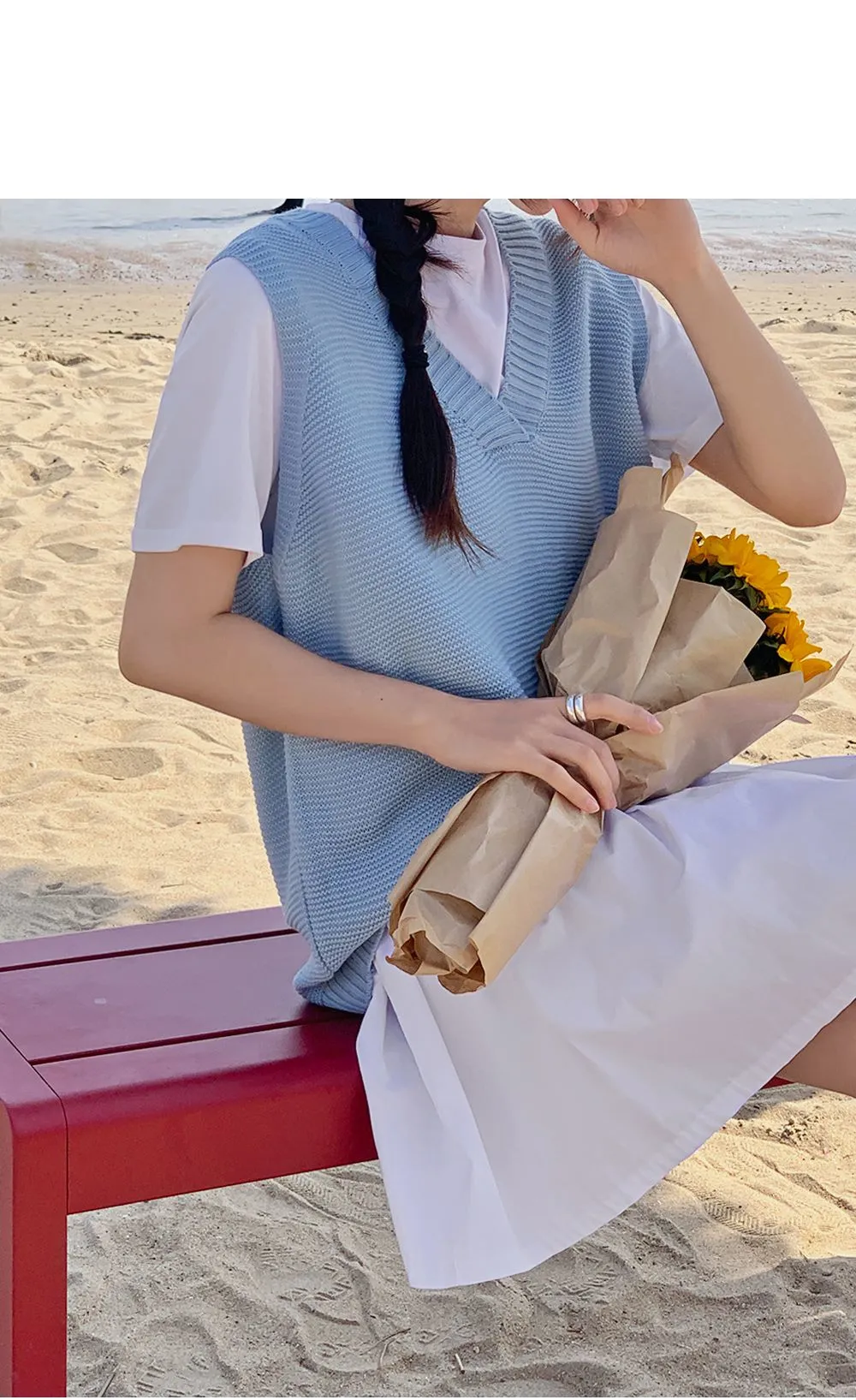 달콤양두 V넥루즈핏 니트조끼