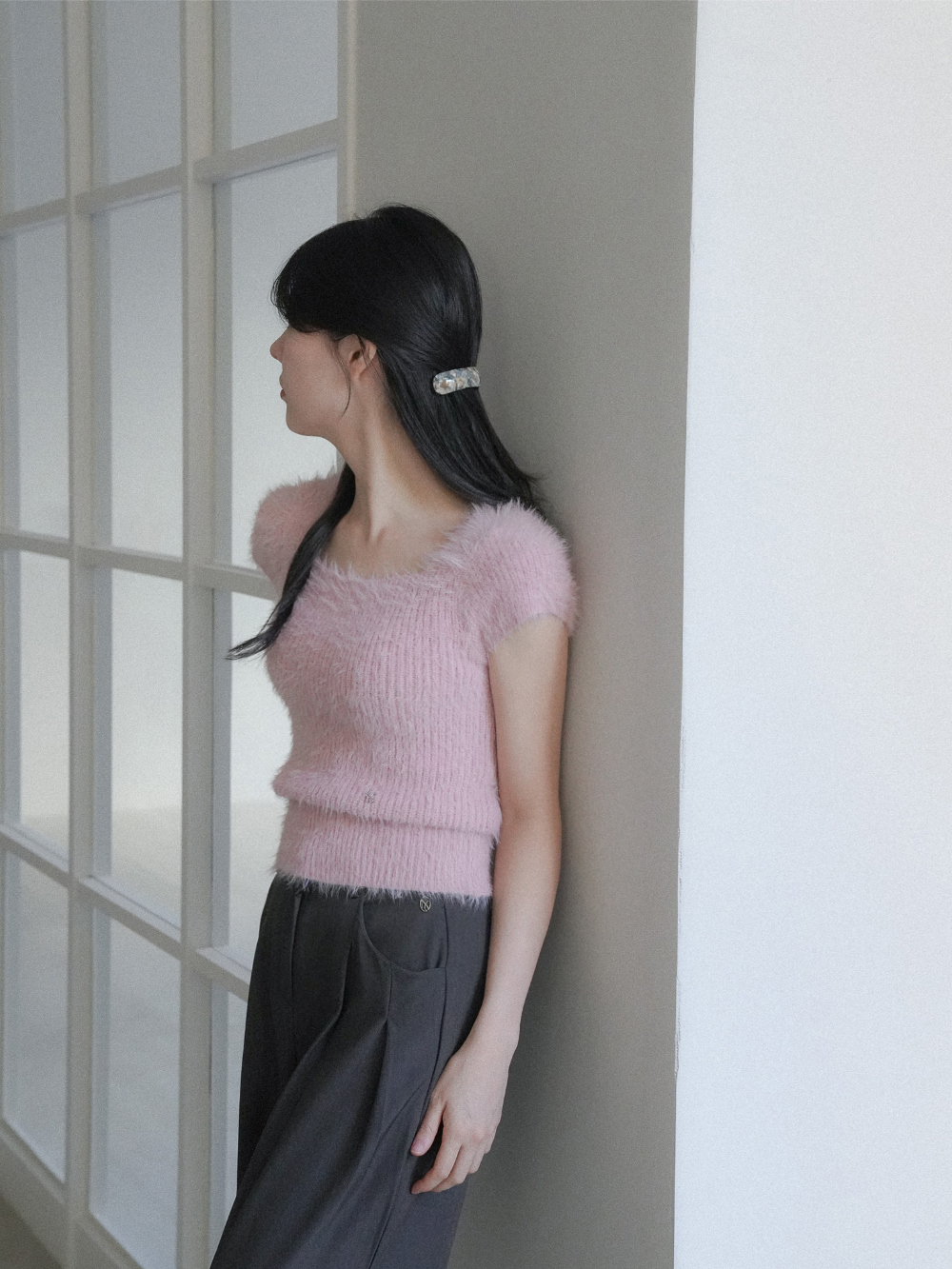 CELINE セリーヌ 23SS TEDDY LOOSE AVE 57 SKY IN SATIN