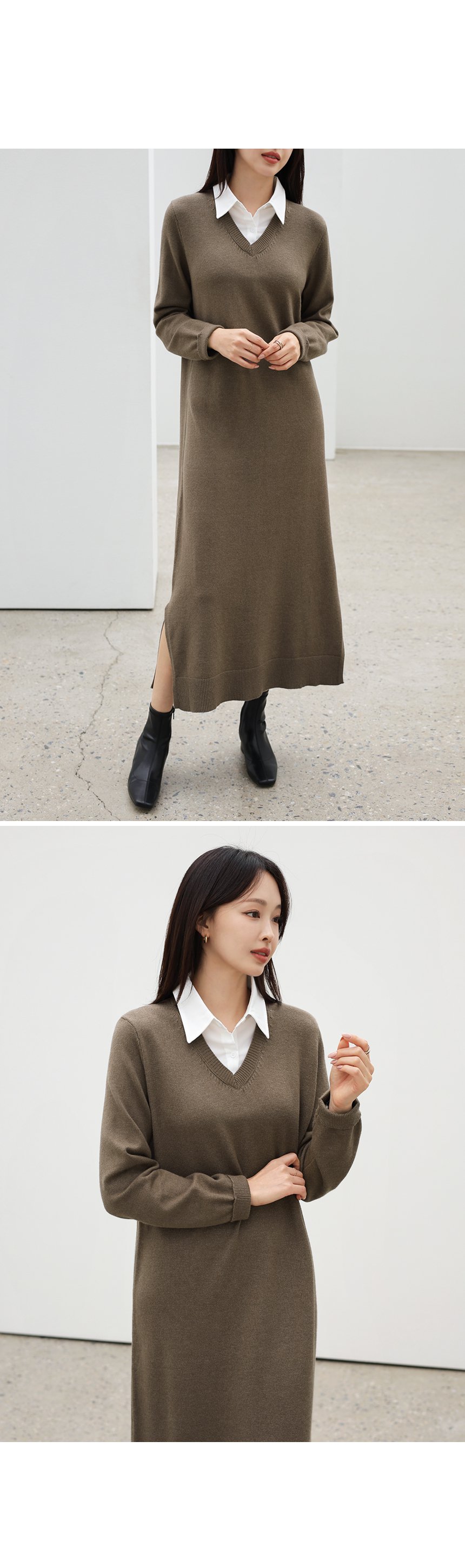新品　FEMMENT ファモン　レイヤードチェックシャツワンピース　日本製 ワンピース レディース 40代 50代 レイヤードワンピース 異素材