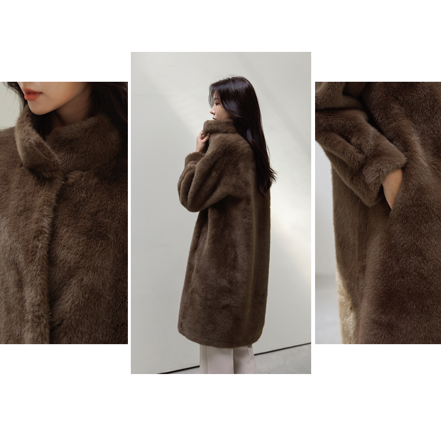 フェイクファーショートコート - ブラウン | ZARA Japan / 日本