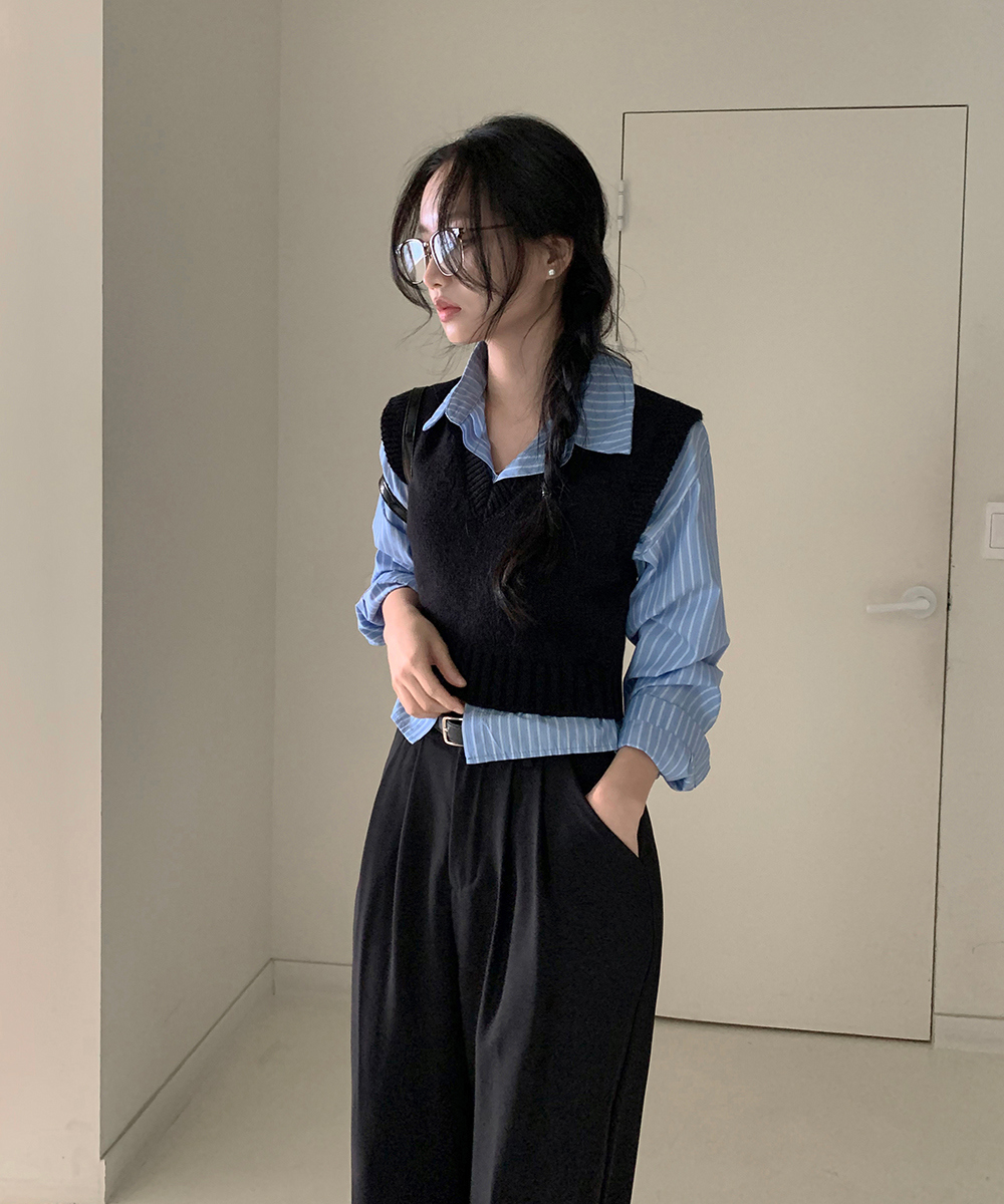 ストライプクロップド長袖シャツ | レディースファッション通販 - DHOLIC