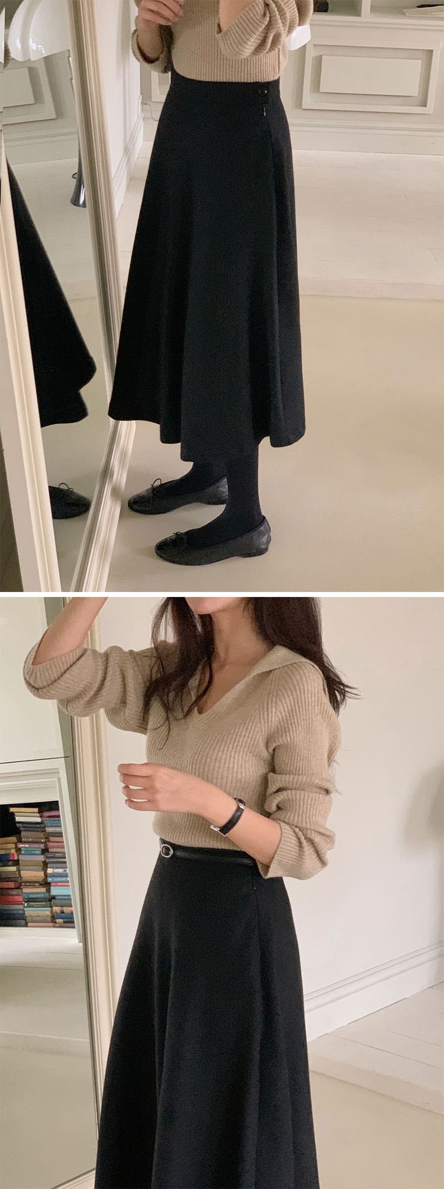 EIMYロゴバイカラーニットカーディガン(F BEIGE): OUTER