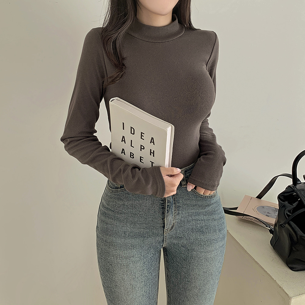 モックネックコットン長袖Tシャツ | レディースファッション通販 - DHOLIC