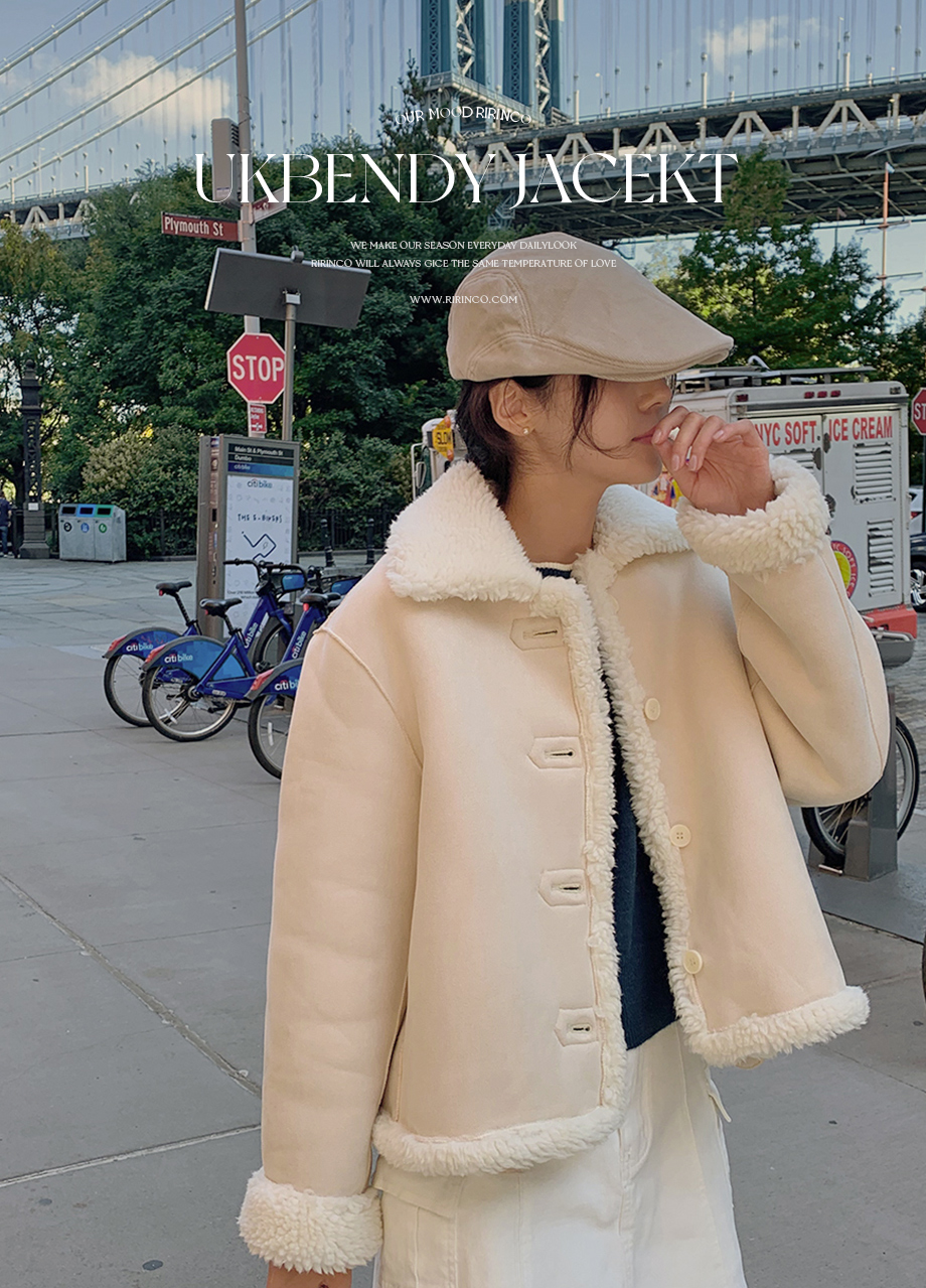 【23AW NEW】JACQUEMUS_woman / クロップド ムートン ジャケット SJK9198 クロップフェイクミンクファーレザーライダームートン