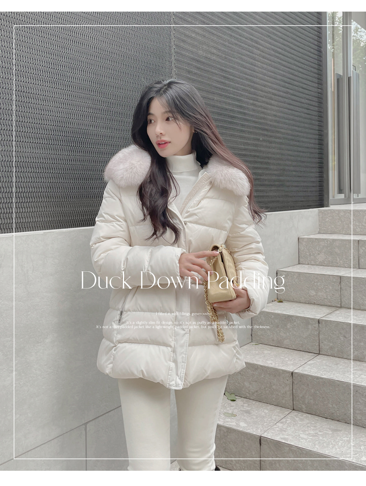 ベルト付フォックスファーフードダウンジャンパー | レディース