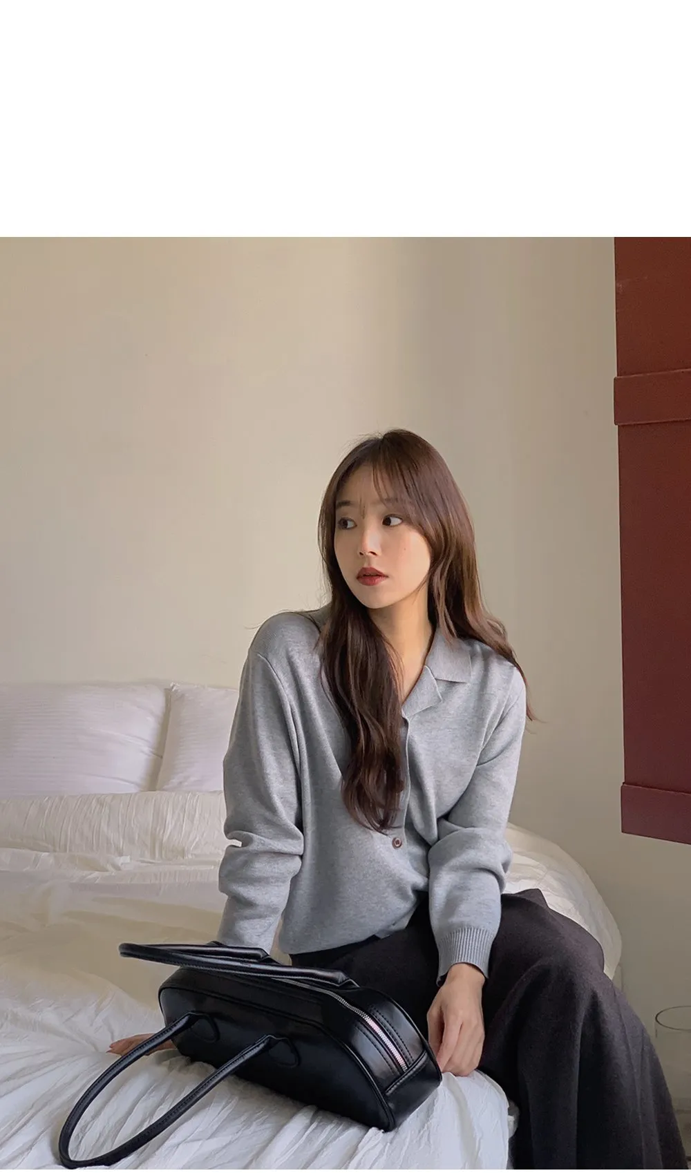 커밋 더블카라 울 니트가디건