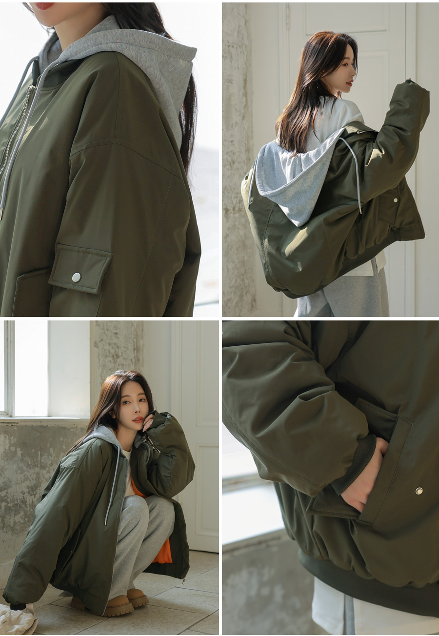 配色フードMA1中綿ジャンパー | レディースファッション通販 - DHOLIC