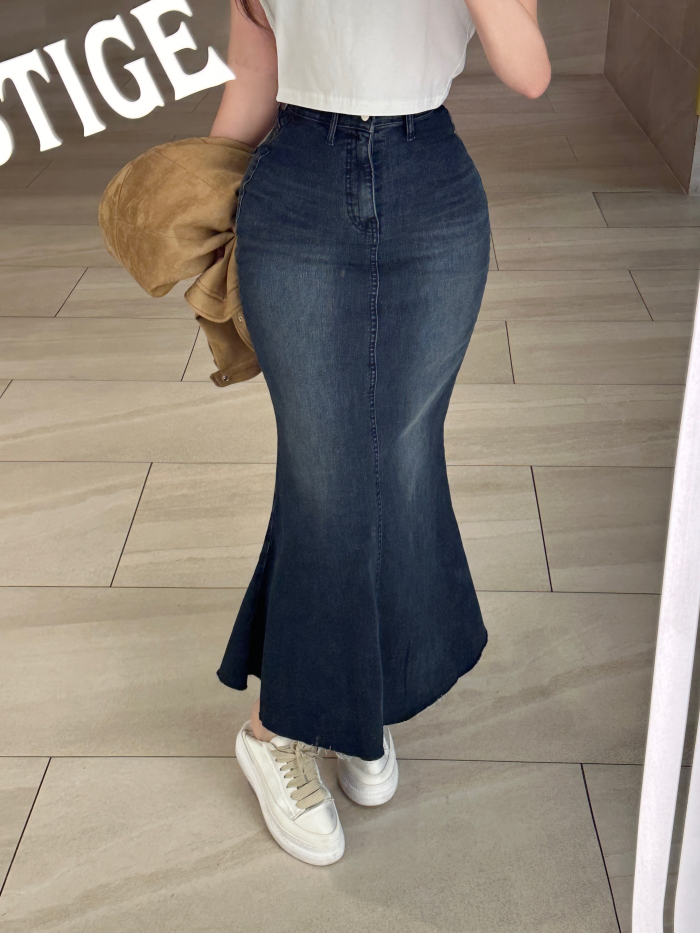 カットオフデニムマーメイドスカート | レディースファッション