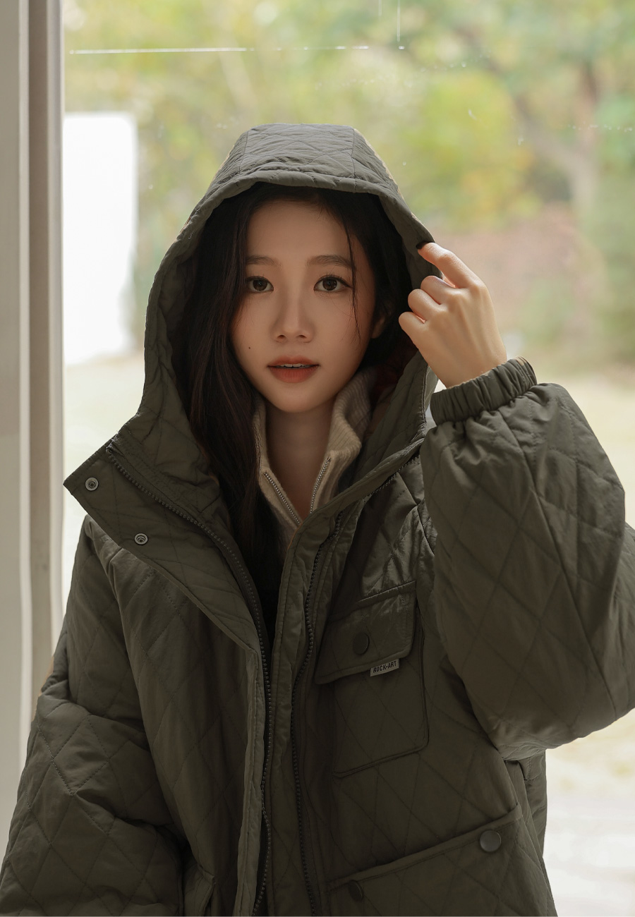 マルチポケットキルティングフードジャンパー | レディース