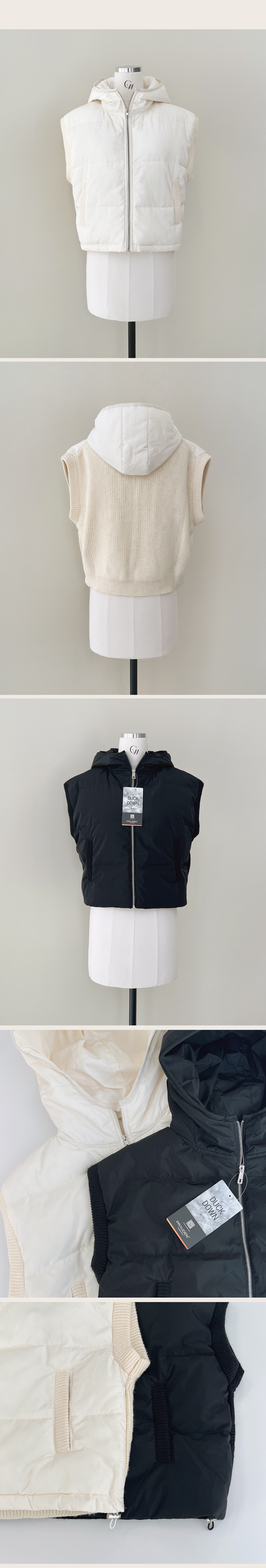 ニットドッキングダウンフードベスト | レディースファッション通販