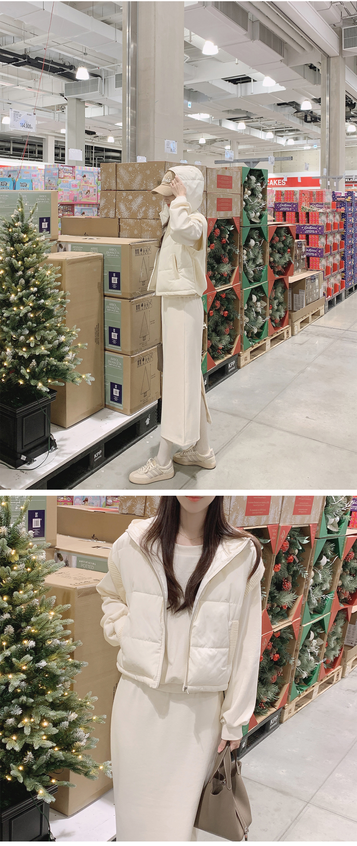 ニットドッキングダウンフードベスト | レディースファッション通販