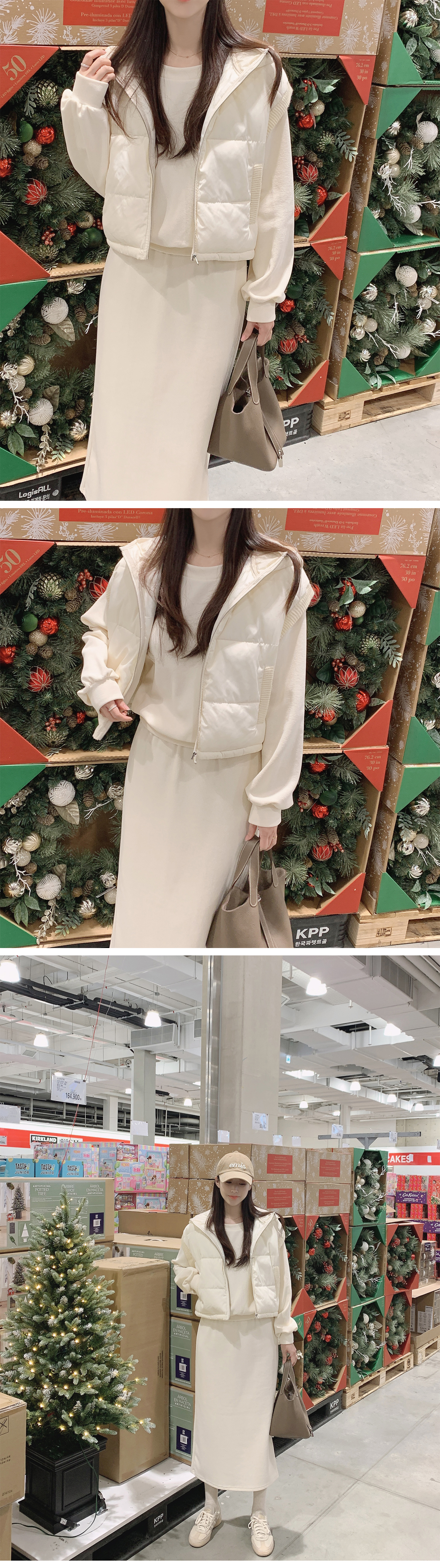 ニットドッキングダウンフードベスト | レディースファッション通販