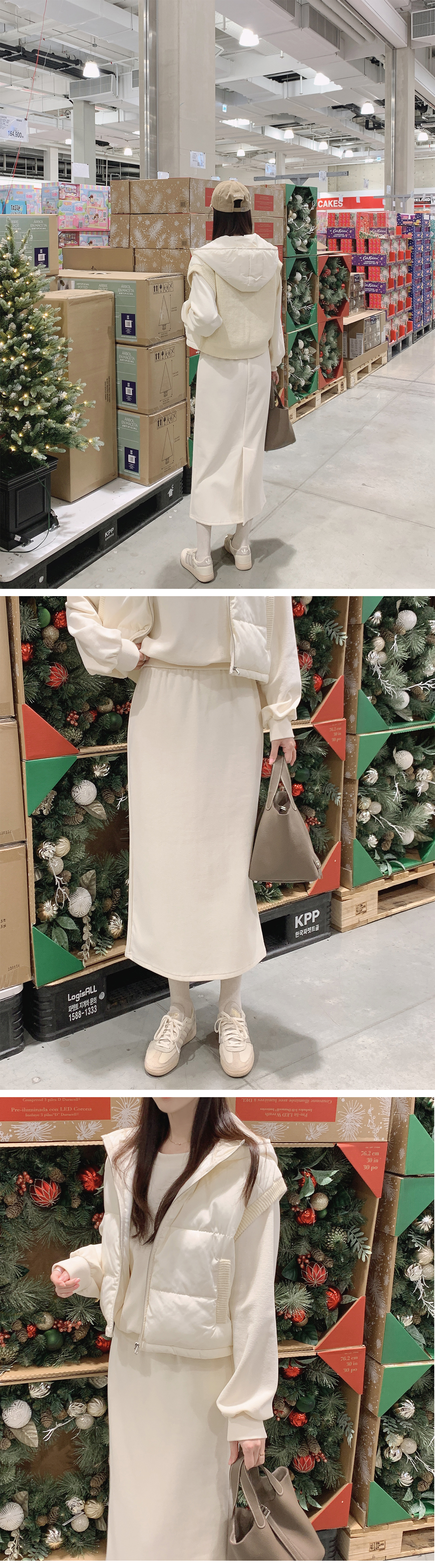 ニットドッキングダウンフードベスト | レディースファッション通販