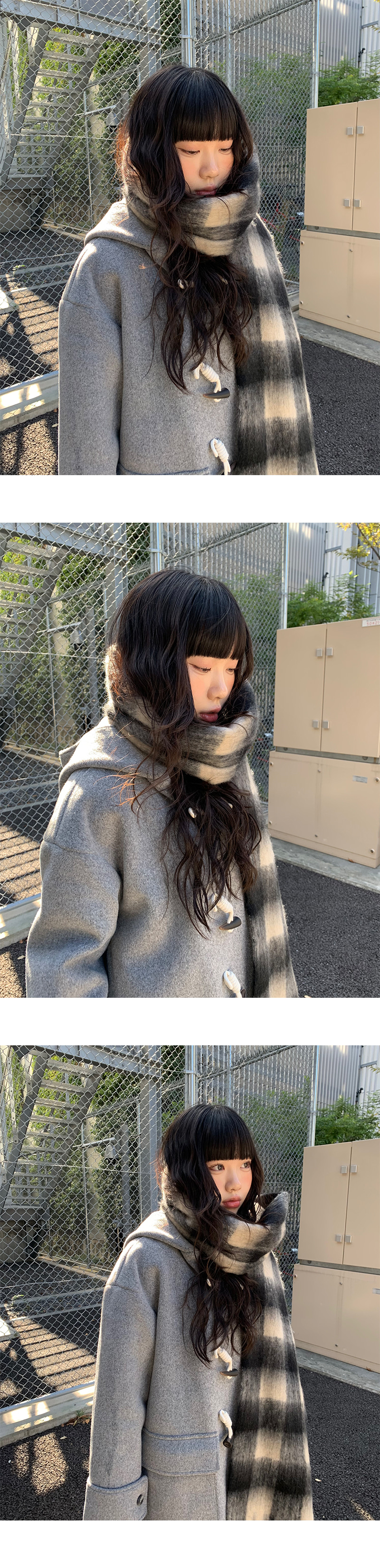 DIESEL チェック柄マフラー グレー　アルパカ混 DIESEL チェック柄マフラー グレー アルパカ混 小物