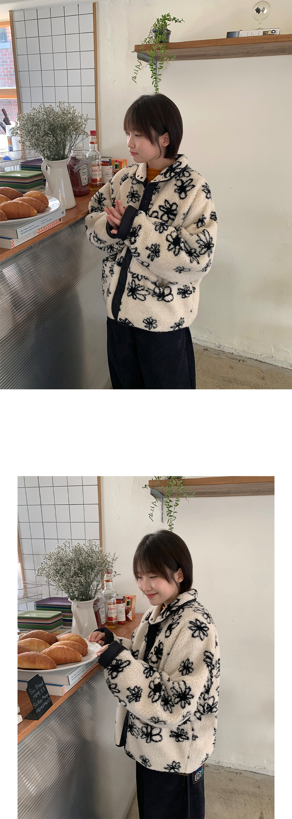 花柄ボアリバーシブル中綿ジャケット | レディースファッション通販