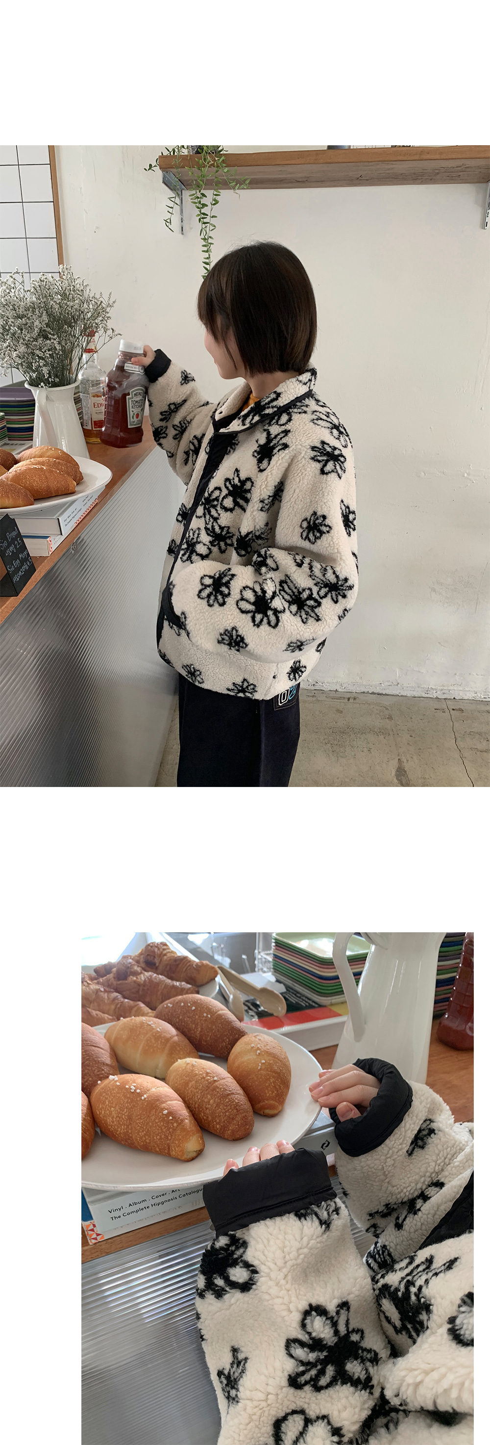 花柄ボアリバーシブル中綿ジャケット | レディースファッション通販