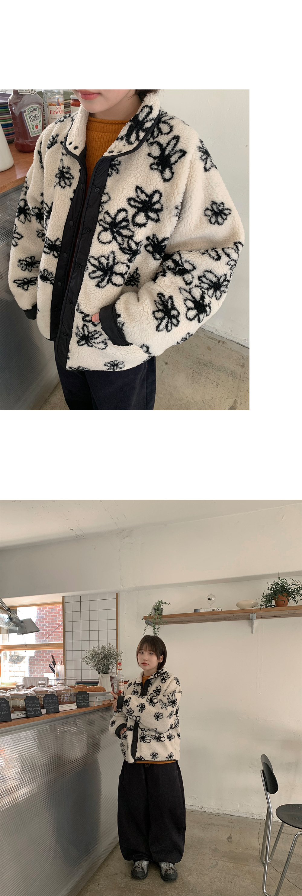 花柄ボアリバーシブル中綿ジャケット | レディースファッション通販