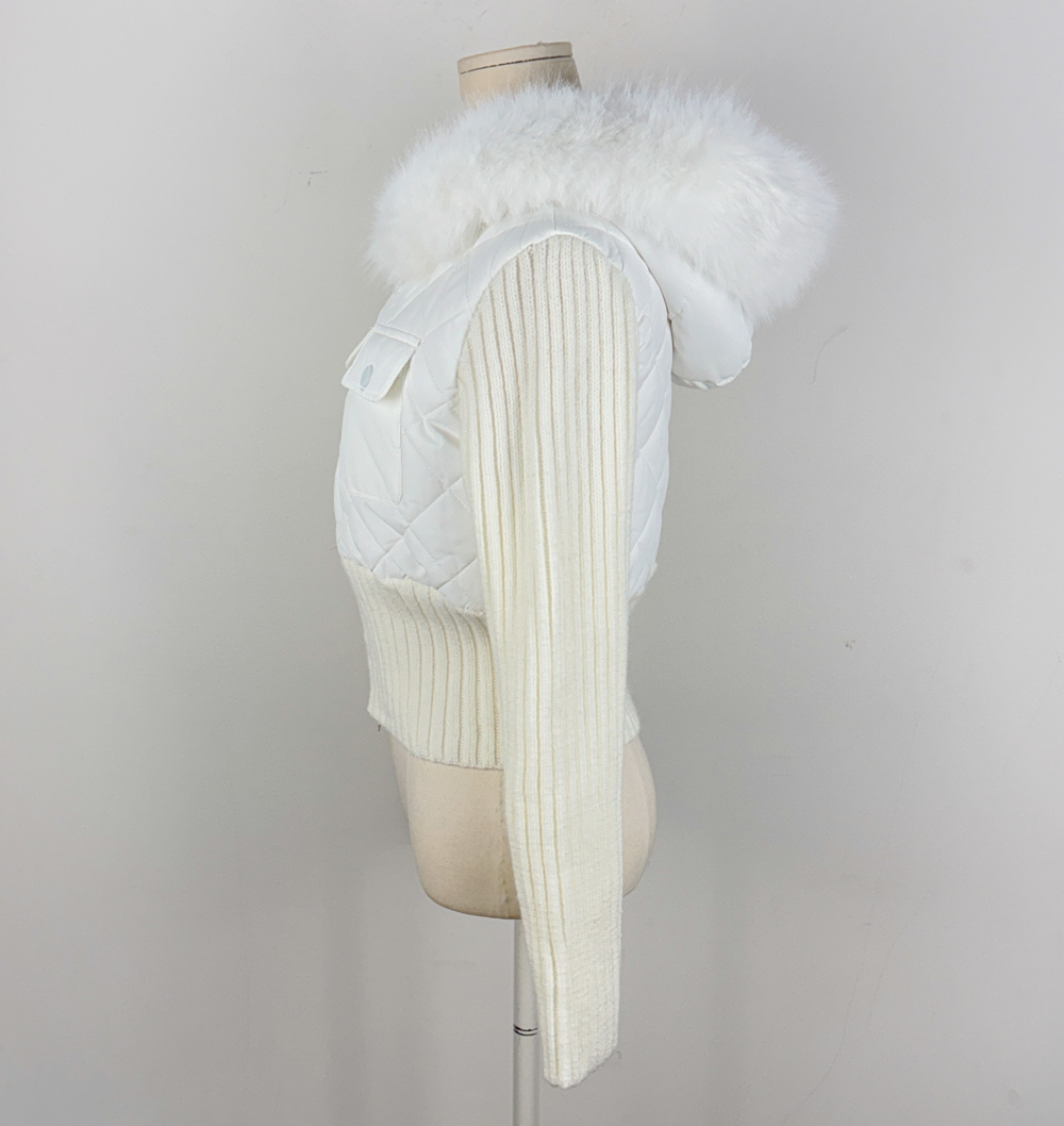 【DHOLIC】ニットエコファードッキングダウンジャンパーホワイト ニットエコファードッキングダウンジャンパー | レディース