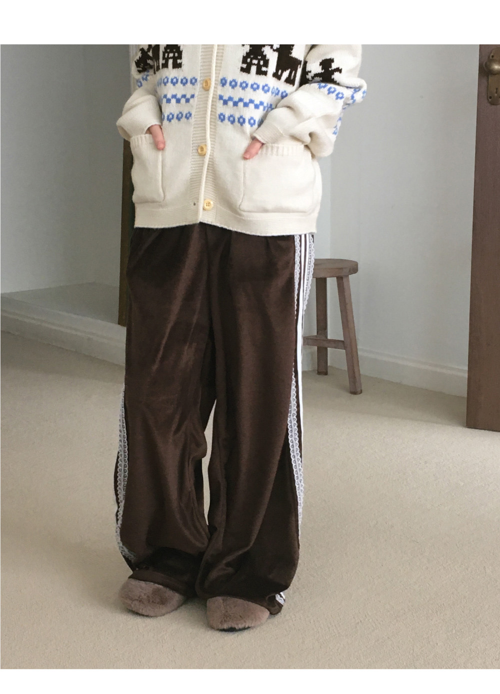 【極美品】ベロアレースパンツ / ブルー レーストラックベロアパンツ | レディースファッション通販 - DHOLIC