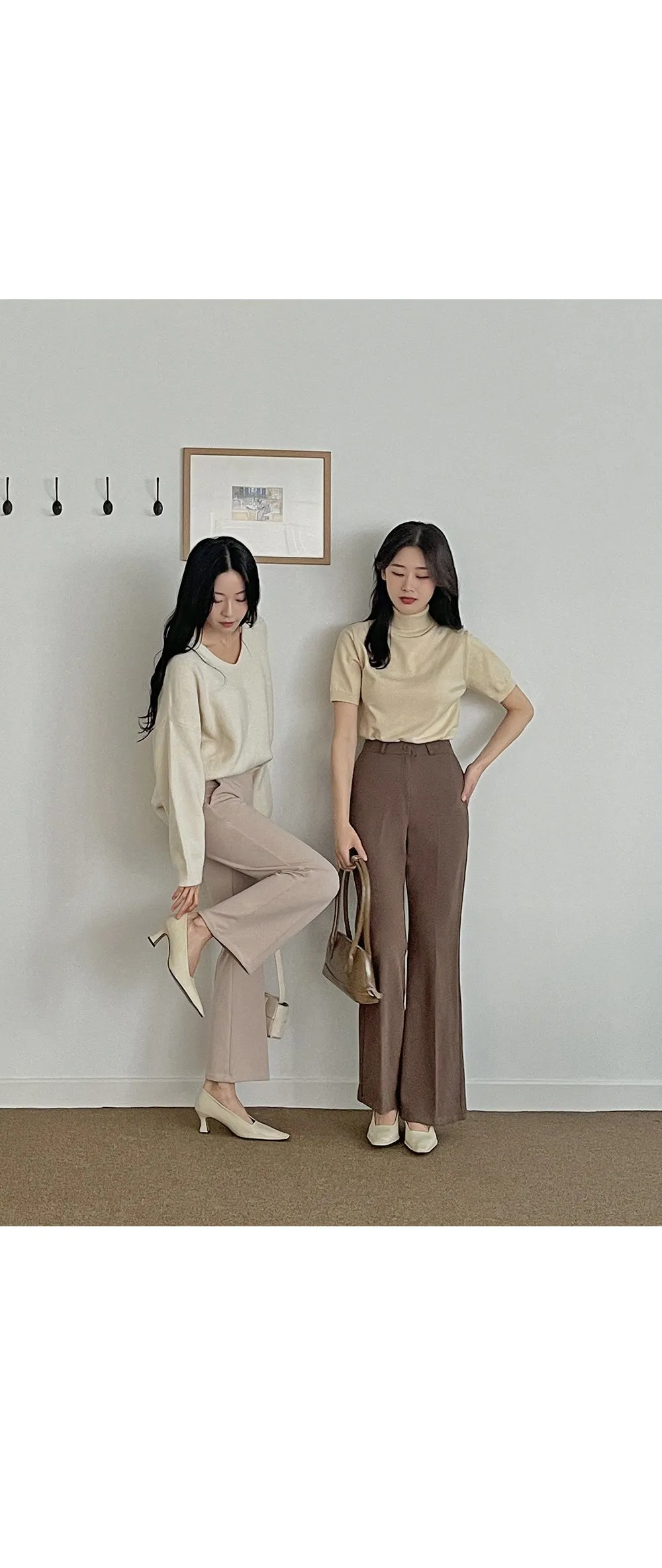 6Colors内側ウエストゴムブーツカットスラックス