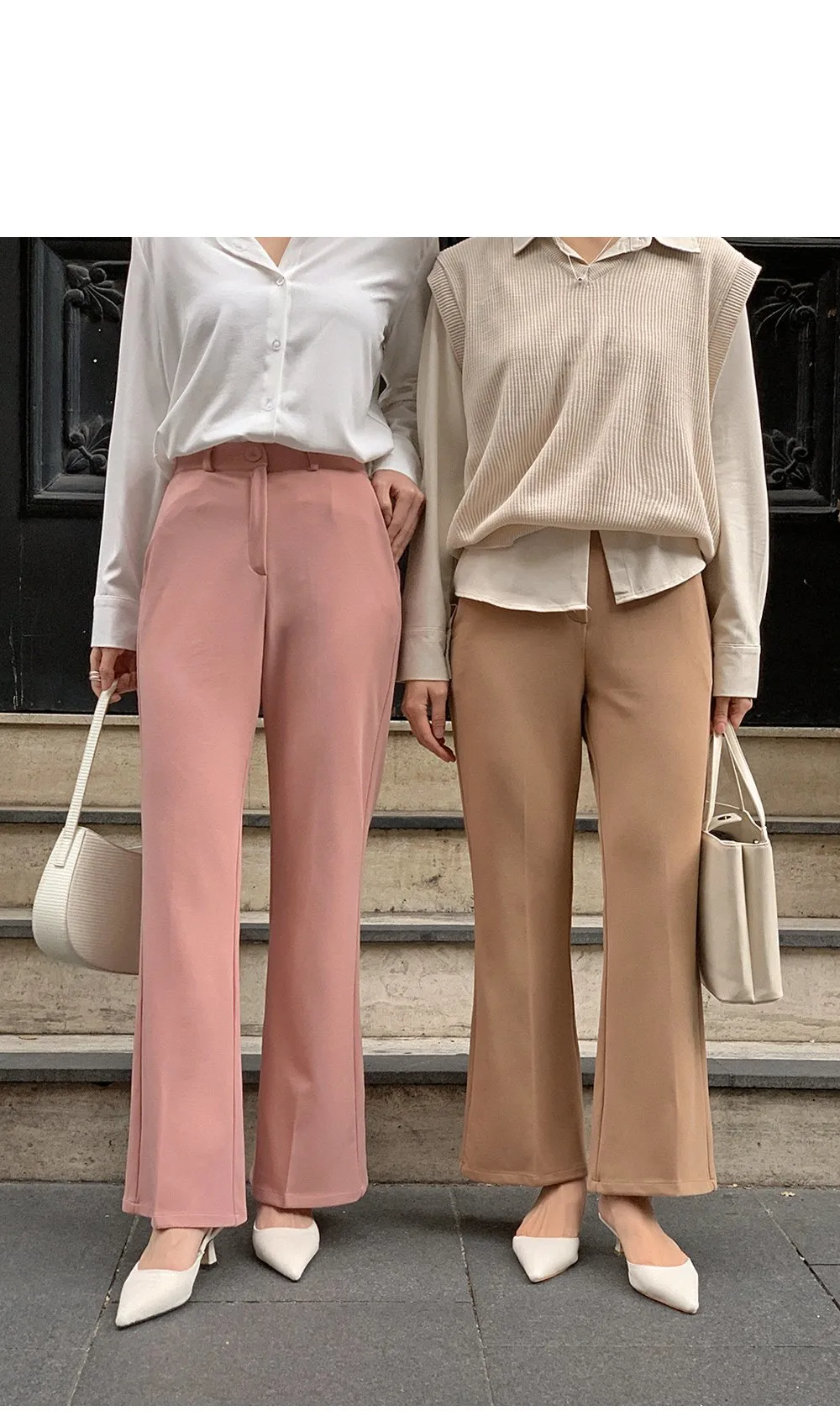 6Colors内側ウエストゴムブーツカットスラックス