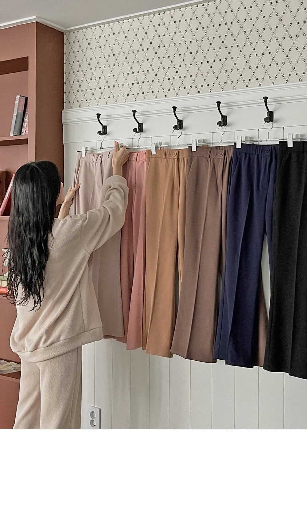 6Colors内側ウエストゴムブーツカットスラックス