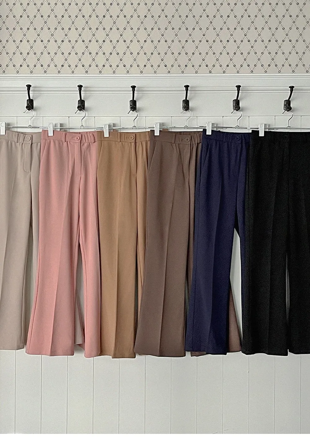 6Colors内側ウエストゴムブーツカットスラックス