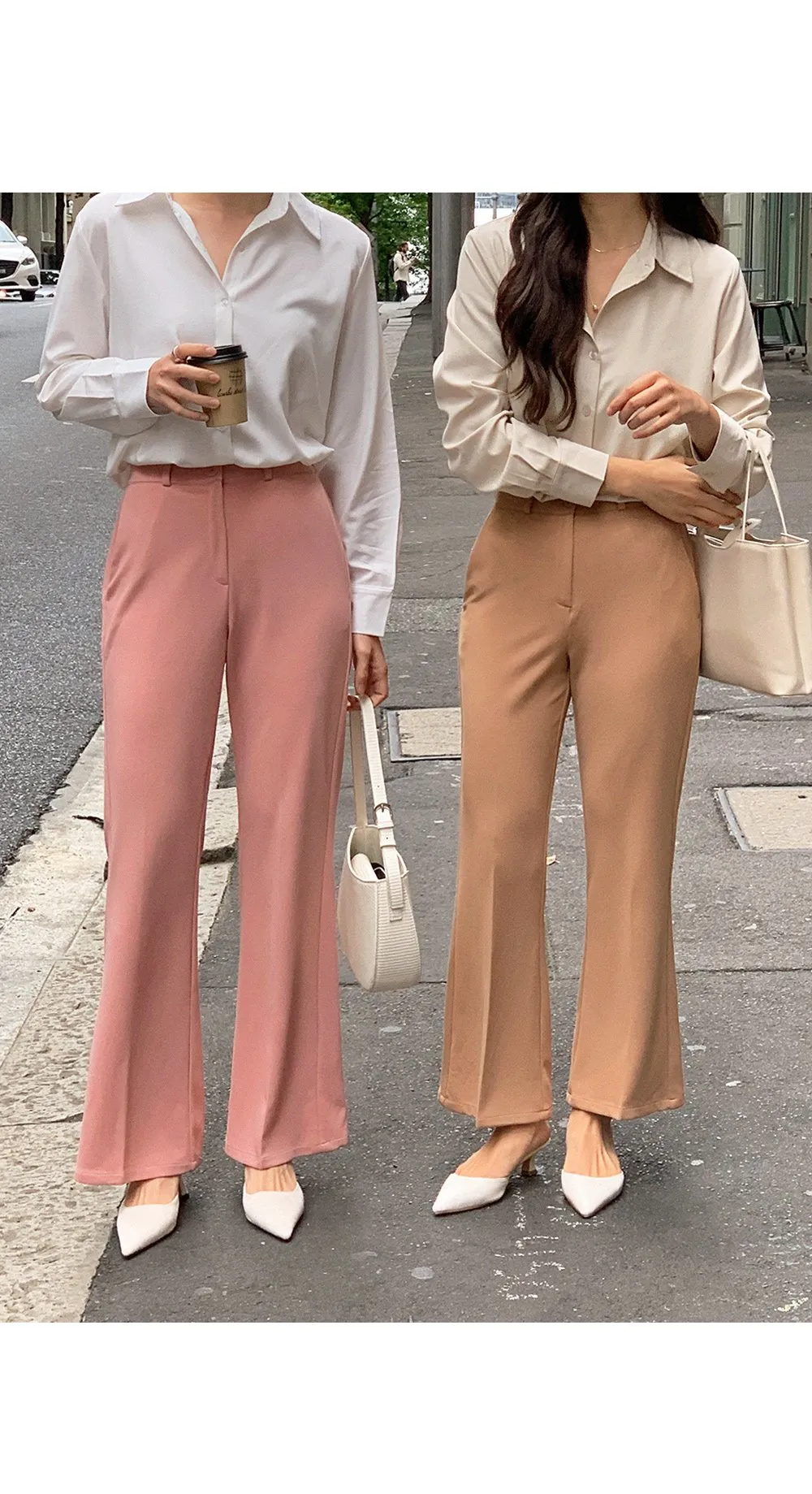 6Colors内側ウエストゴムブーツカットスラックス