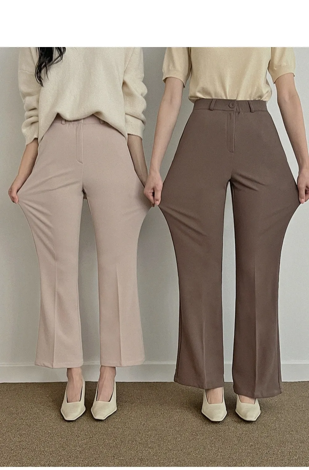 6Colors内側ウエストゴムブーツカットスラックス