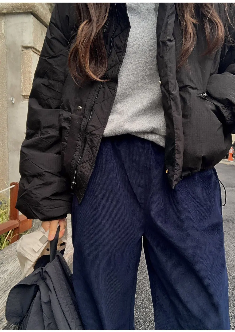 퍼니트 코듀로이 밴딩 와이드팬츠